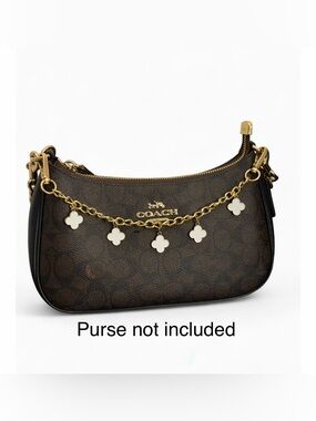 Gold Chain Purse Charm with White Clover Charms